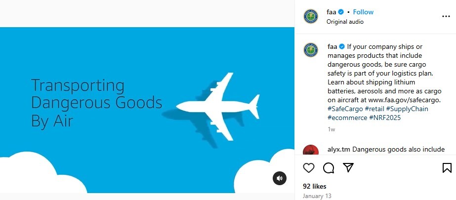 Transporting Dangerous Goods By Air on Instagram