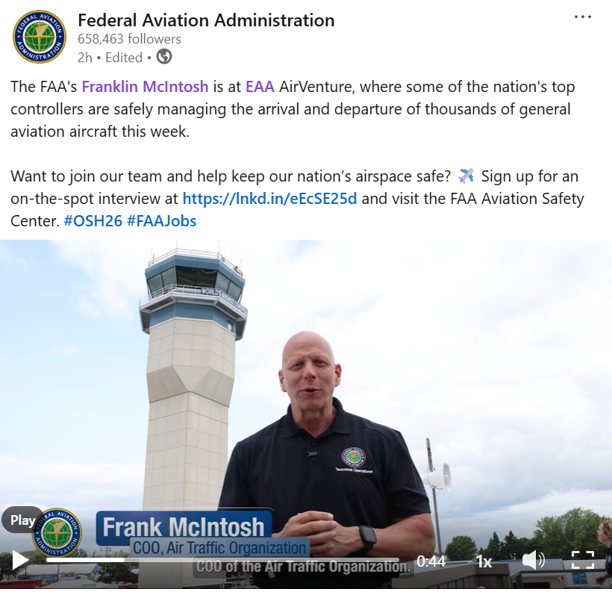 Air Traffic Organization COO Frank McIntosh at Oshkosh 2026