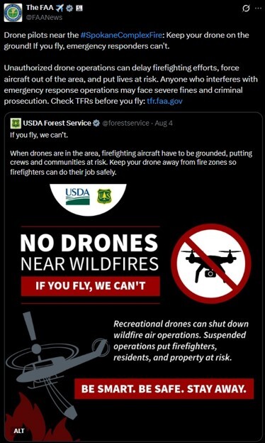 No Drones near wild fires