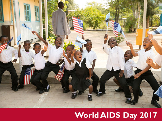 Children in Gaborone celebrate the strong partnership between the United States and Botswana on the fight against HIV/AIDS
