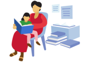 Mother reading with child