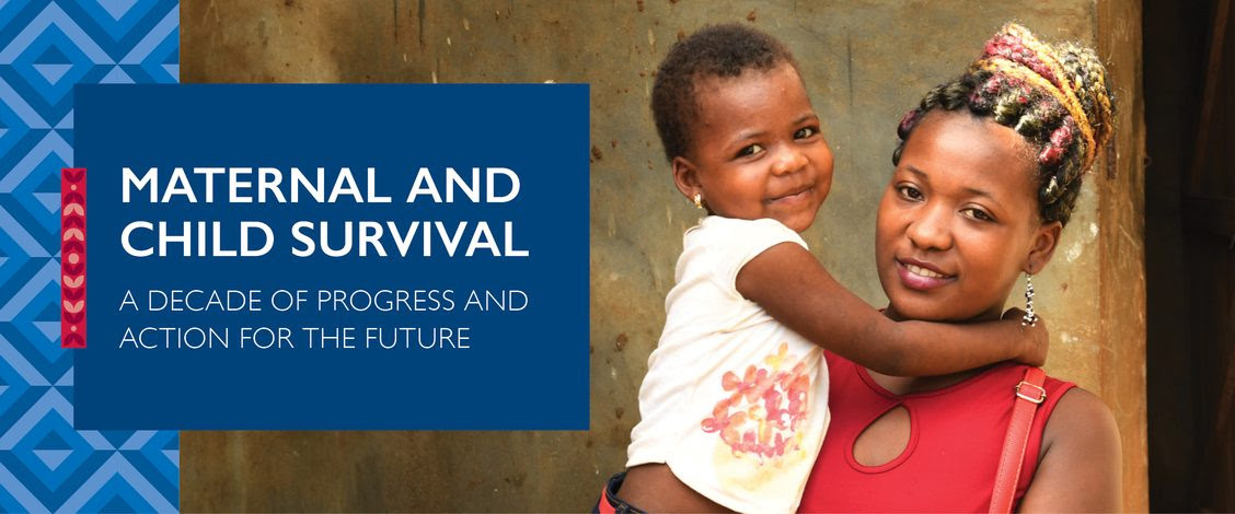 Event invitation with photo of a mother in a red shirt holding her child