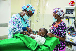 PATIENT IN OPERATING ROOM AT CURE CHILDREN’S HOSPITAL IN KENYA.