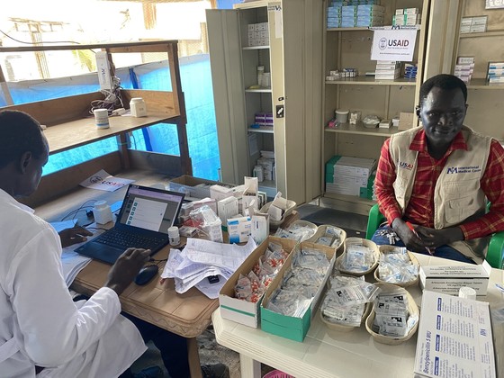 IMC staff demonstrate Pharmaceutical Information Management System in a health facility in Malakal