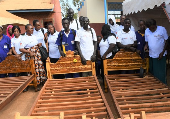 Students at the Wau Youth center showcase their woodwork. Photo Victor Lugala/USAID