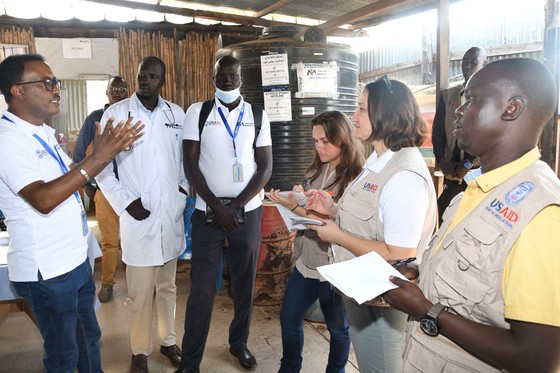 USAID and International Medical Corps staff at a camp for internally displaced persons in Juba.