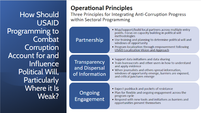 Three Operational Principles for Integrating Anti-Corruption Progress within Sectoral Programming. Source