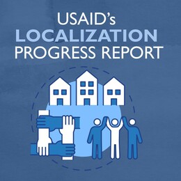 A banner announces USAID's Localization Progress Report.