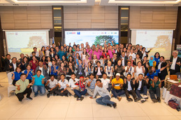 Many participants of the GROW Co-op Culminating Activity event pose for a group photo