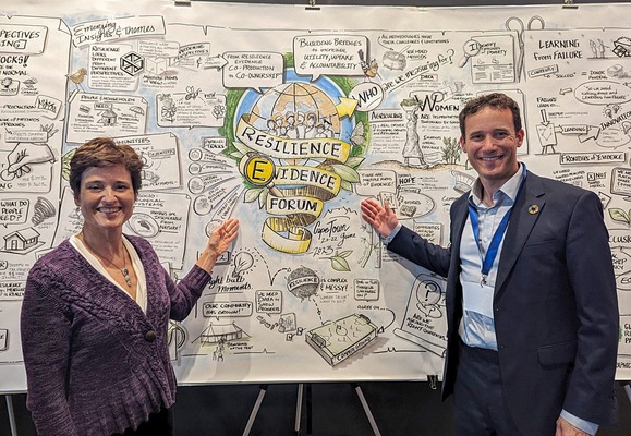 USAID Global Food Crisis Coordinator Dina Esposito and Global Resilience Partnership CEO Nate Matthews at the Resilience Evidence Forum