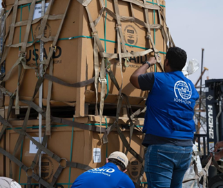 Relief supplies arrive in Benghazi on September 21. 