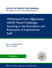 Report Cover: Evaluation of USAID's Withdrawal of Afghanistan