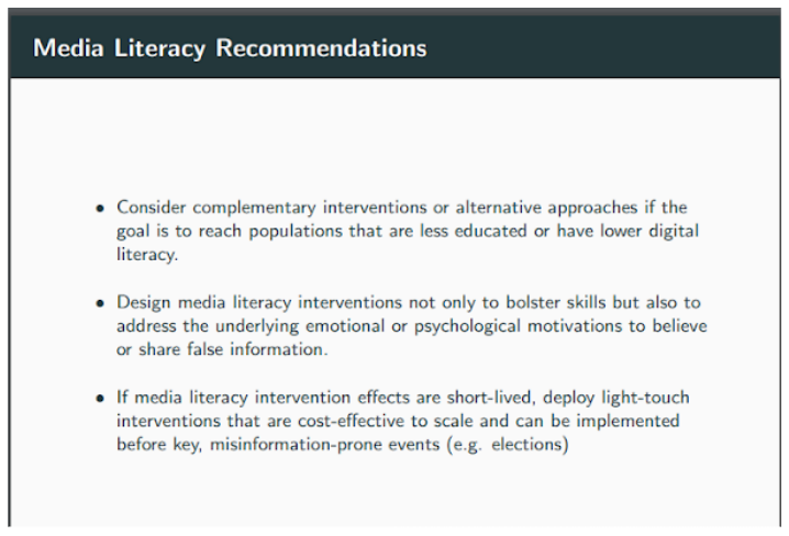 Evidence-based recommendations on improving media literacy programming