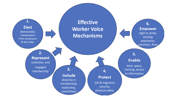 Six components of worker voice