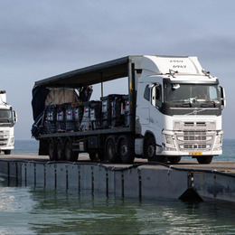 Trucks with supplies on corridor