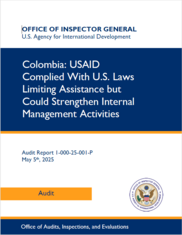USAID Colombia Audit Report Cover May 2025