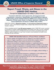 Report Fraud, Waste, and Abuse to the USAID OIG Hotline