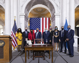 Heads of federal agencies at the MOU signing event August 2, 2021.