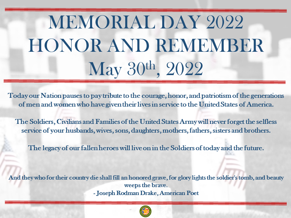 Memorial Day 2022 Message