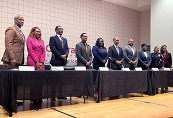 : A panel of law enforcement professionals at a Law Enforcement Leaders of America (LELA) event.