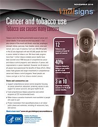 Download the factsheet on Cancer and tobacco use. 