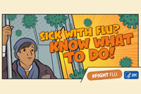 Sick with flu? know what to do graphic