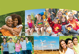 Photo collage of people and places from across America.