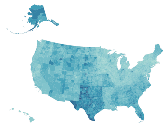 Percentage of Uninsured Under Age 65 in 2017