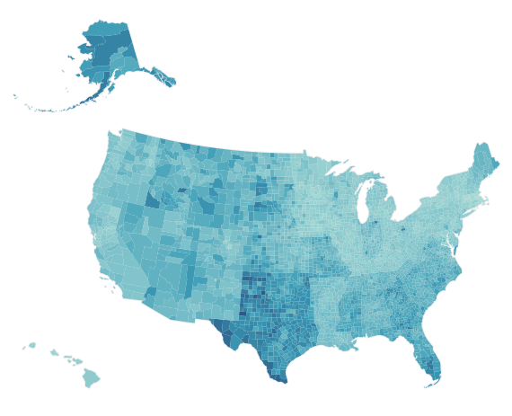 Percentage of Uninsured Under Age 65 in 2017