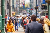 Busy City Sidewalk