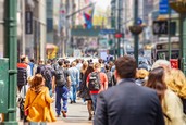 Busy City Sidewalk