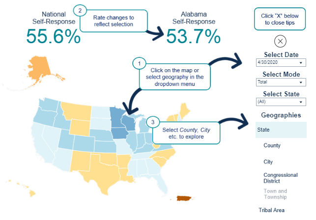 Self Response Map 2020 Census 64.2% Of Households Have Responded To The 2020 Census