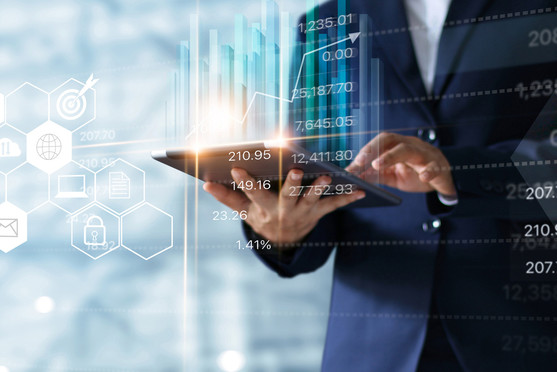 A man operating a tablet