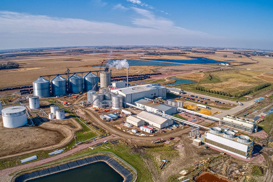 An aerial view of a manufacturing plant