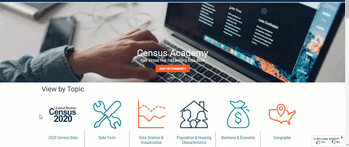 Clicking on the new 2020 Census Data icon on the Census Academy website