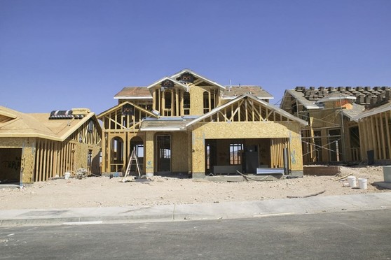 Several houses in the process of being built