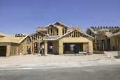 Several houses in the process of being built