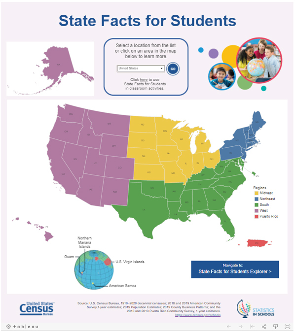 State Facts for Students Map