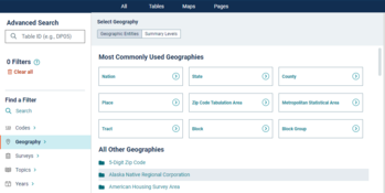 Most Commonly Used Geographies