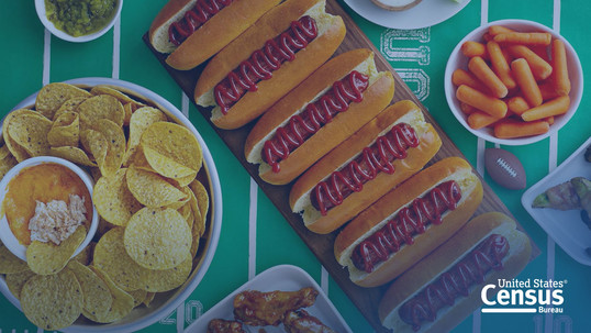 Hot dogs, chips, dip, and other snacks.