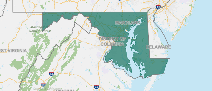 Maryland and its surrounding states