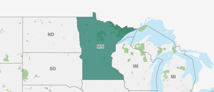 Minnesota and its surrounding states