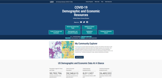 COVID-19 Data Hub homepage screenshot - Maryland