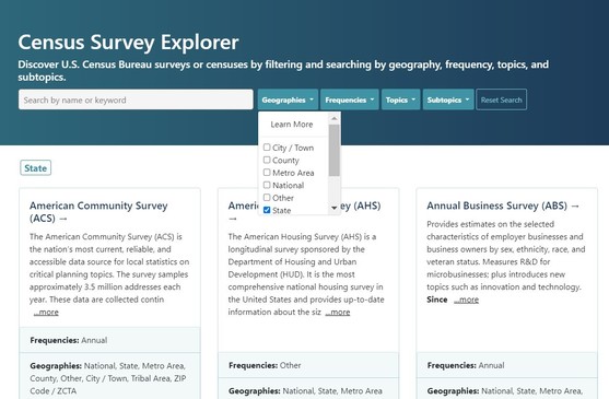 New Census Survey Explorer Tool