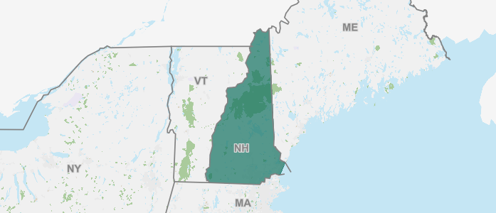 New Hampshire and its surrounding states