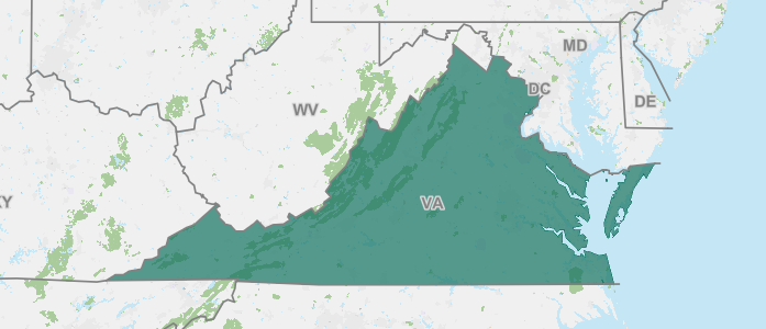 Virginia and its surrounding states