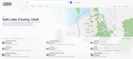 Census Data Platform geographic profile for Salt Lake County, Utah