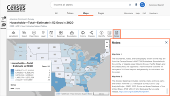 American Community Survey: Households - Total - Estimate in 52 Geographic Areas in 2020