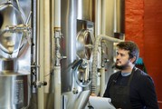 A man working at a microbrewery