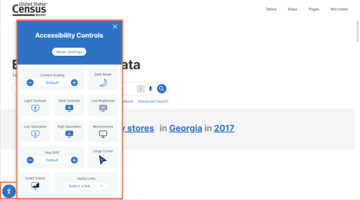 Census Data Platform Accessibility Controls